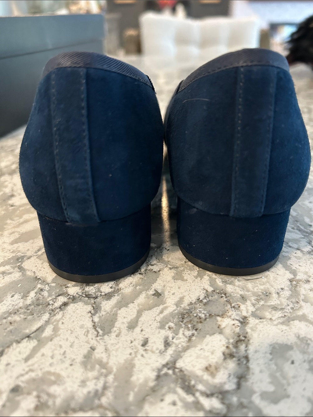 Talbots Navy Suede Square-Toe Ballet Flats with Bow - Picture 3 of 8